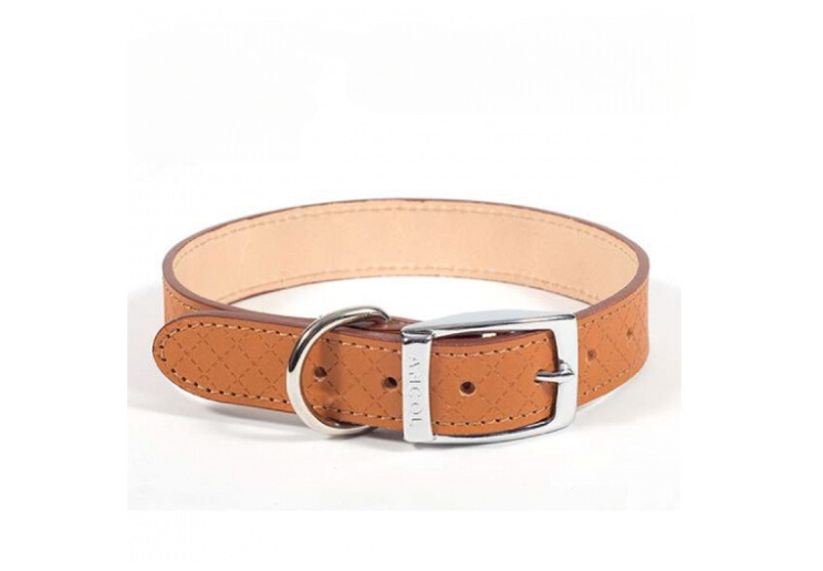 Ancol Classic Heritage Diamond Leather Collar in Tan