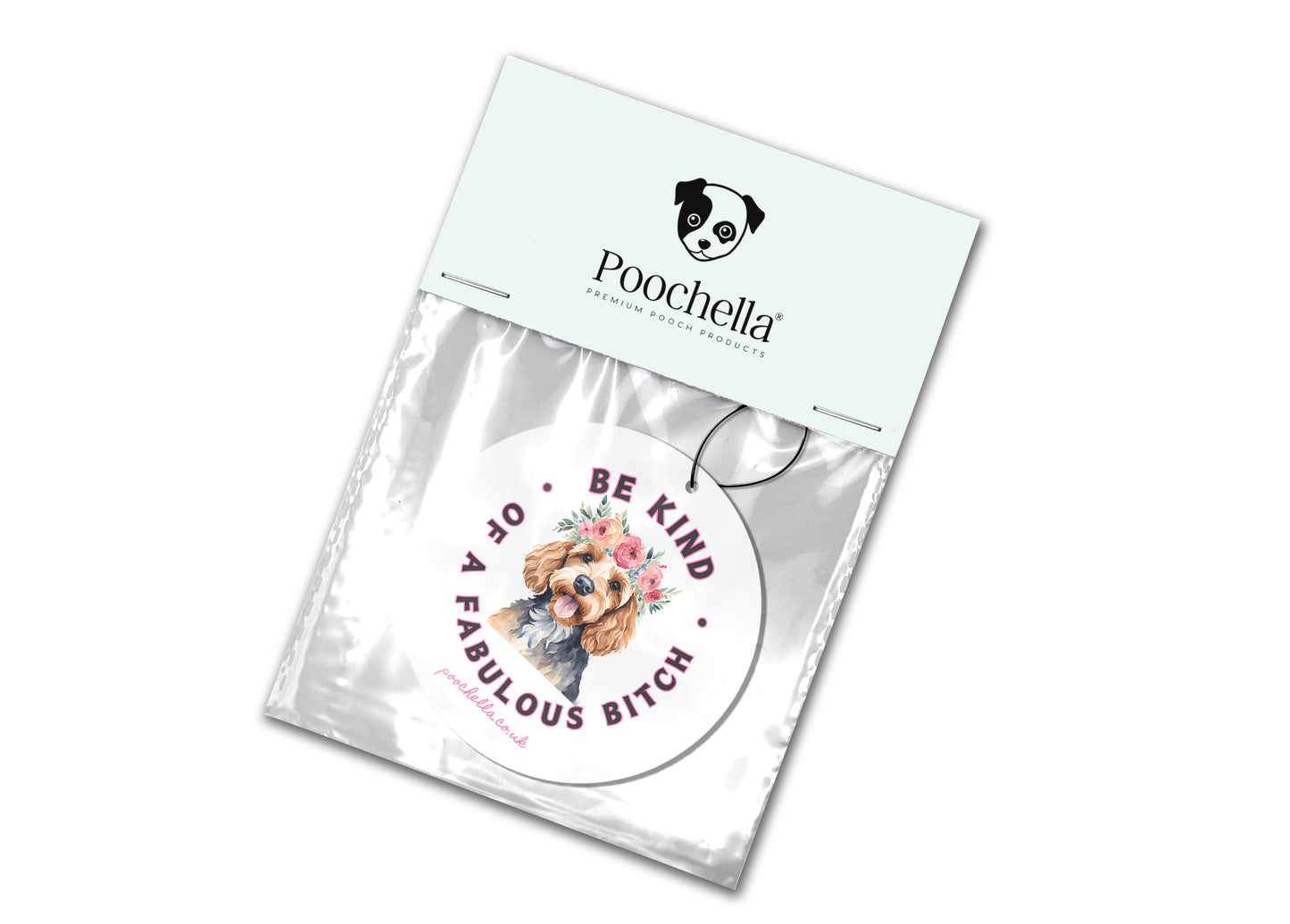 Poochella® Be Kind... Cockapoo Puppy Dog Eco Friendly Car Air Freshener Round
