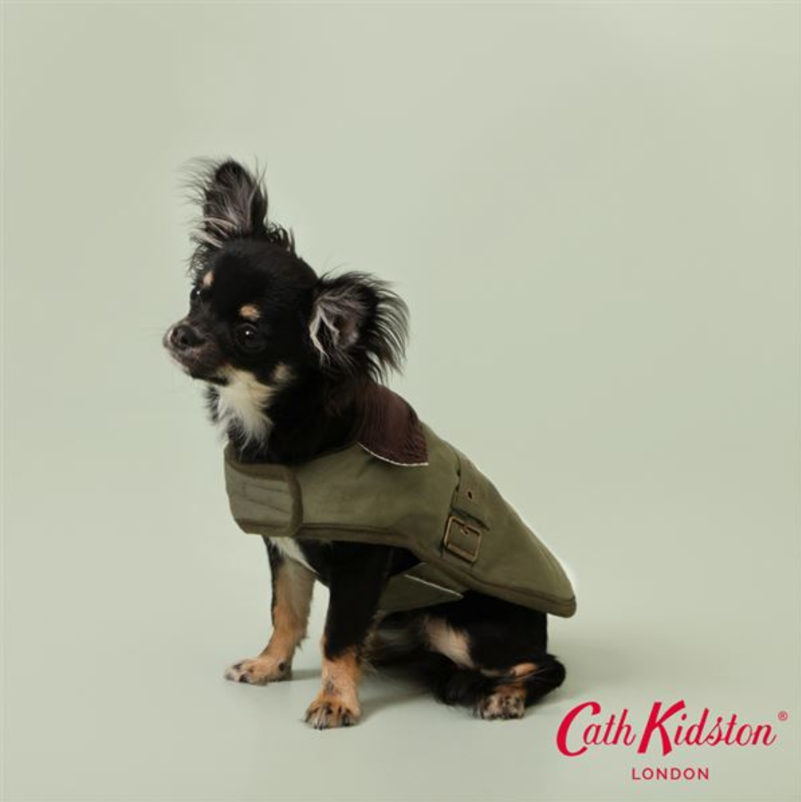 Cath Kidston Provence Rose Olive Green Reversible Wax Pet Dog Rain Coat