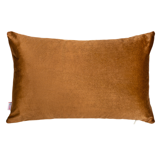 gold mustard velvet pillow on a white background