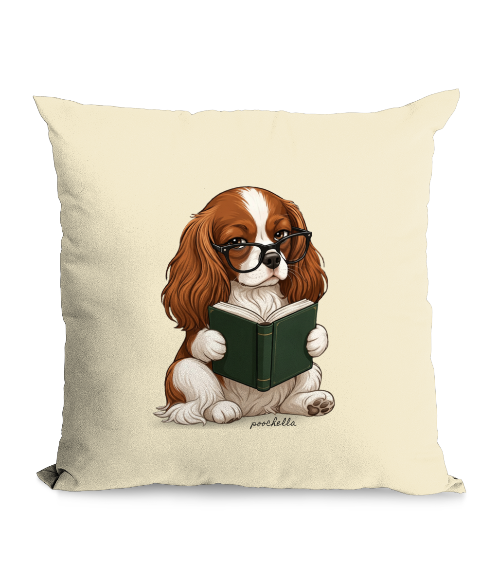 One More Page Cavalier King Charles Organic Cotton Cushion Cover – Dog Lover Home Decor | Poochella®