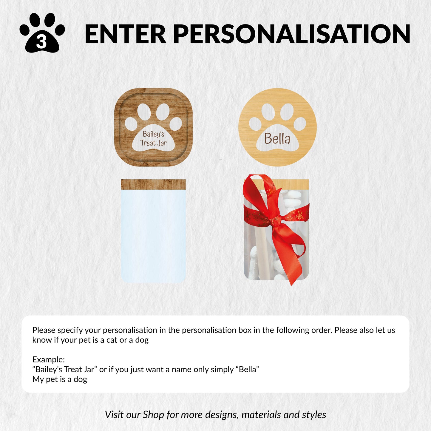 Custom Personalised Pet Dog Treat Food Glass Jar Storage Container
