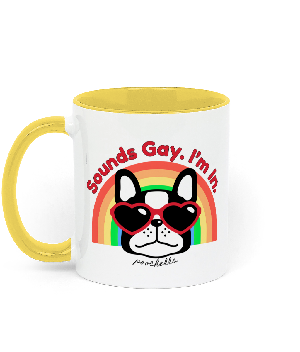 Love Pride Sounds Gay Ceramic Two Tone Dog Mug Rainbow | Poochella®