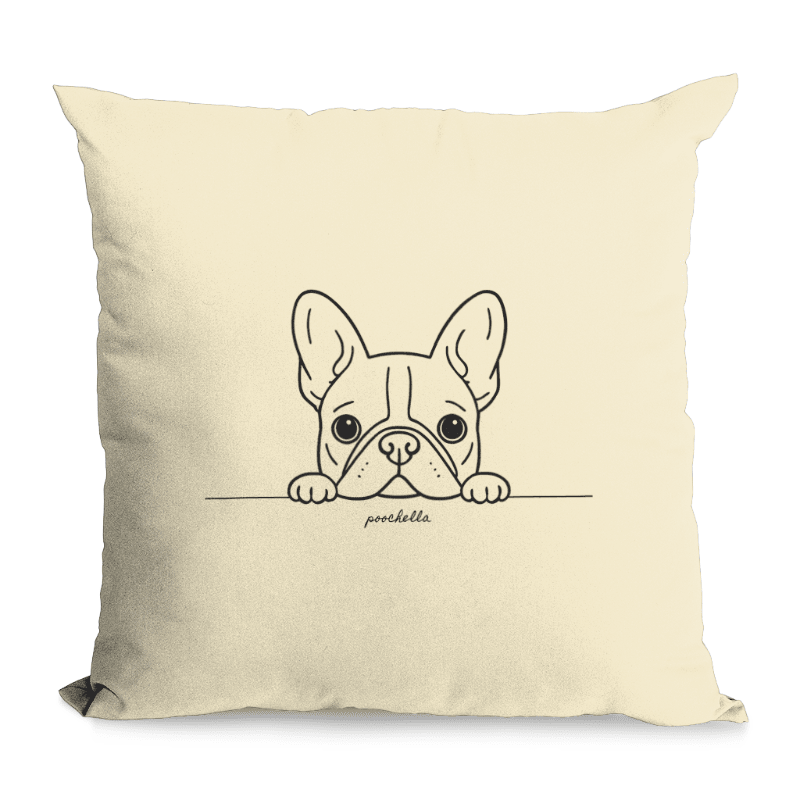 The French Hello Organic Cotton Cushion Cover | Minimal French Bulldog Home Decor | Poochella® - Poochella®