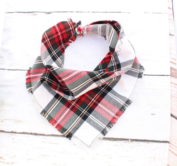 Pet Pooch Boutique 'Scamps' Frayed Tartan Pet Dog Bandana Red/Tan