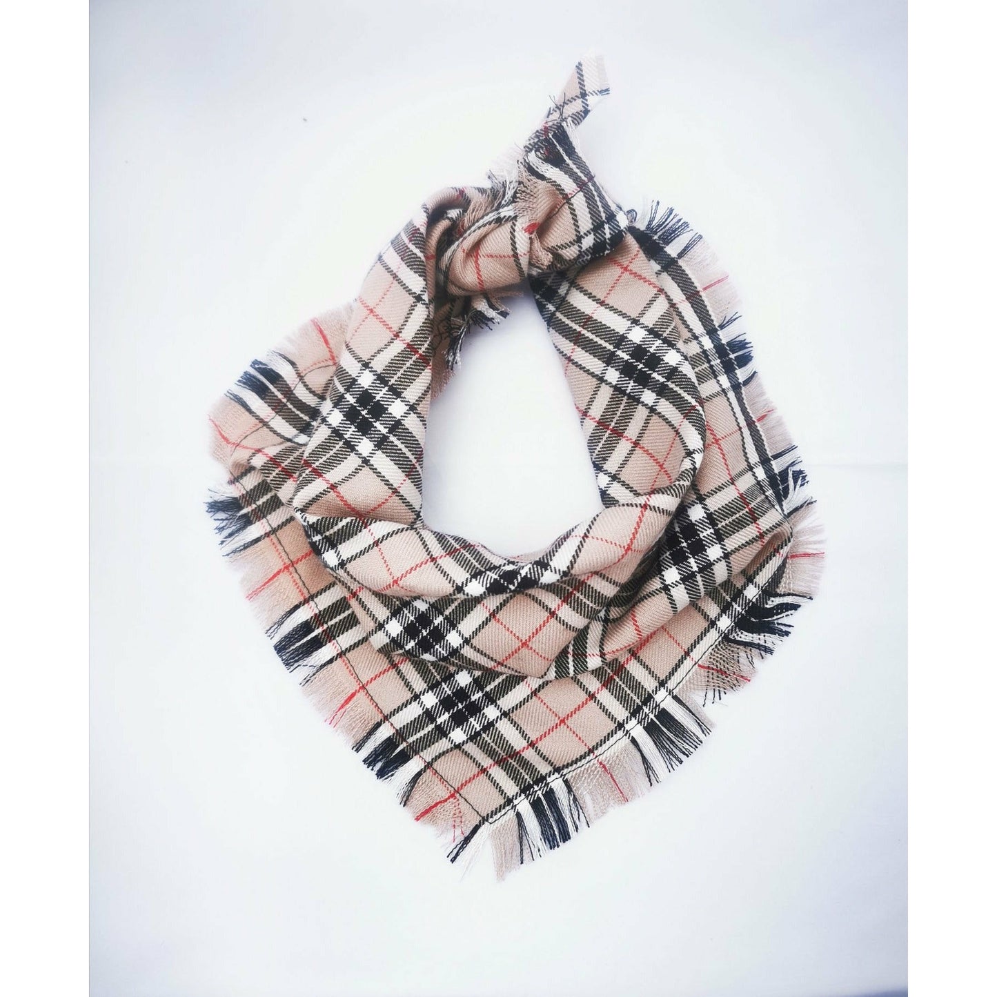 Pet Pooch Boutique 'Scamps' Frayed Tartan Pet Dog Bandana Red/Tan