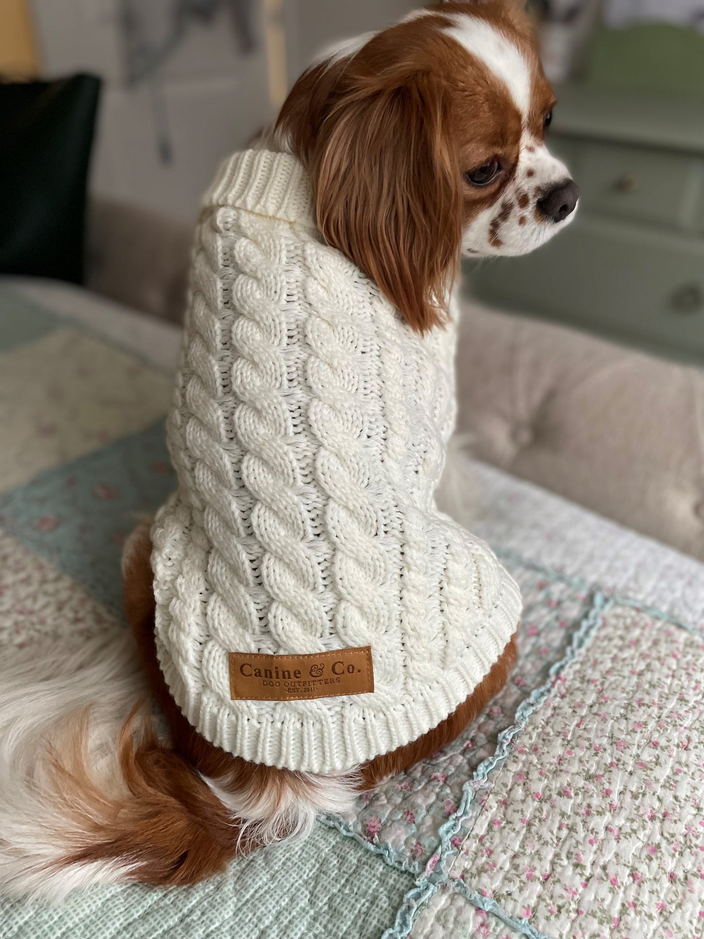 Canine & Co Dog Outfitters Cable Knit Oatmeal Cream Jumper