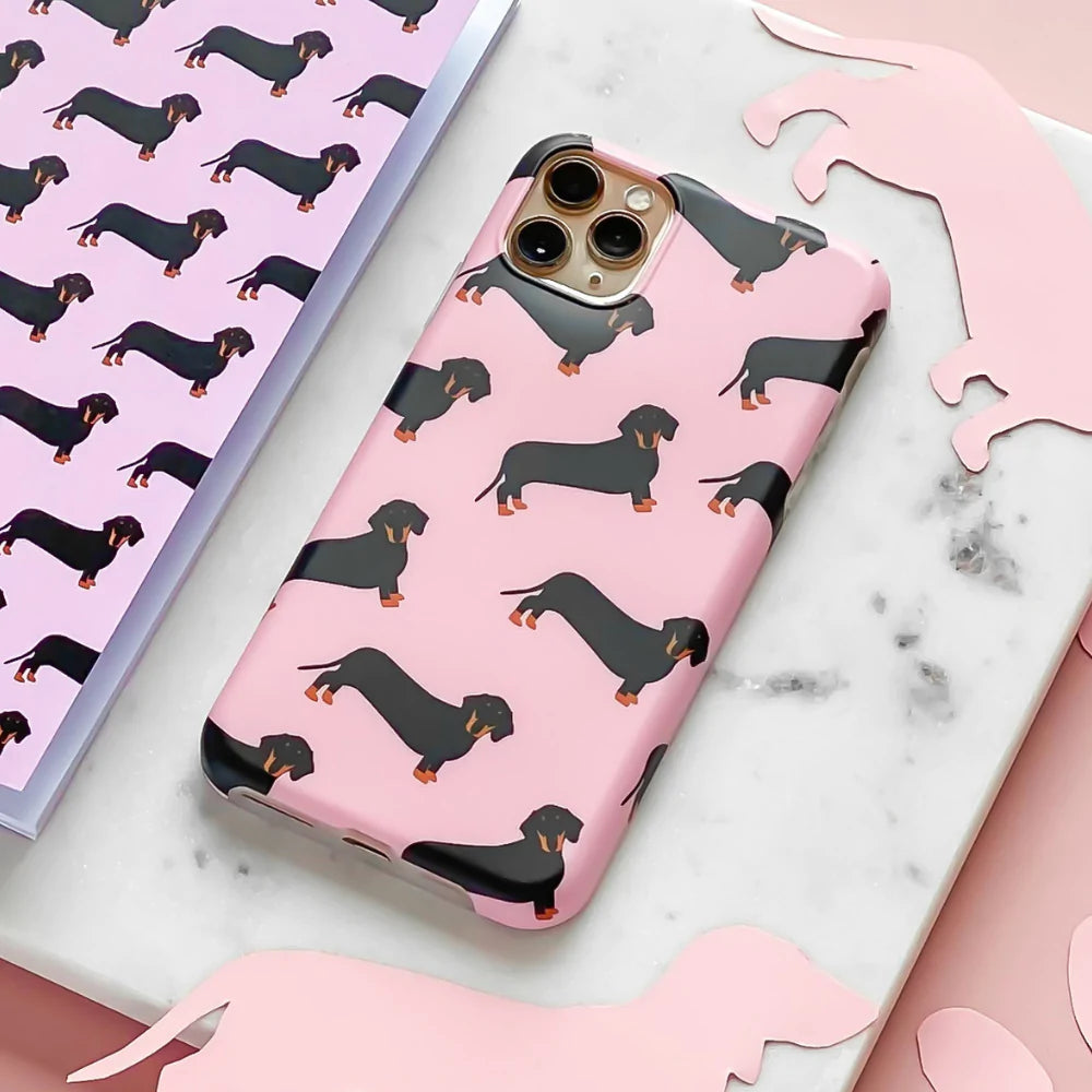 Coconut Lane Pink Dachshund iPhone 12 Mini Case Cover – Poochella®