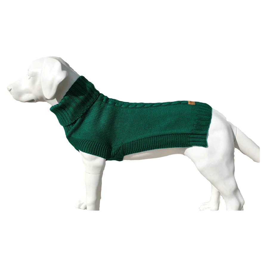 Canine & Co Dog Outfitters Jazz Cable Knit Jumper in Green