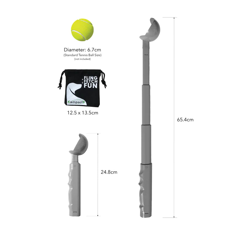 Kompact9 Eco Friendly Retractable Ball Thrower Black