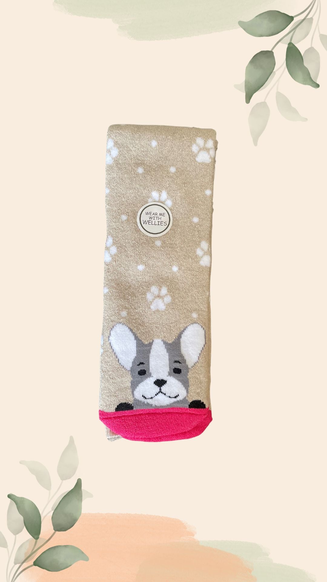 Dog and Paw Print Super Soft Cosy Knee High Welly Socks with Lycra Womens 4-7
