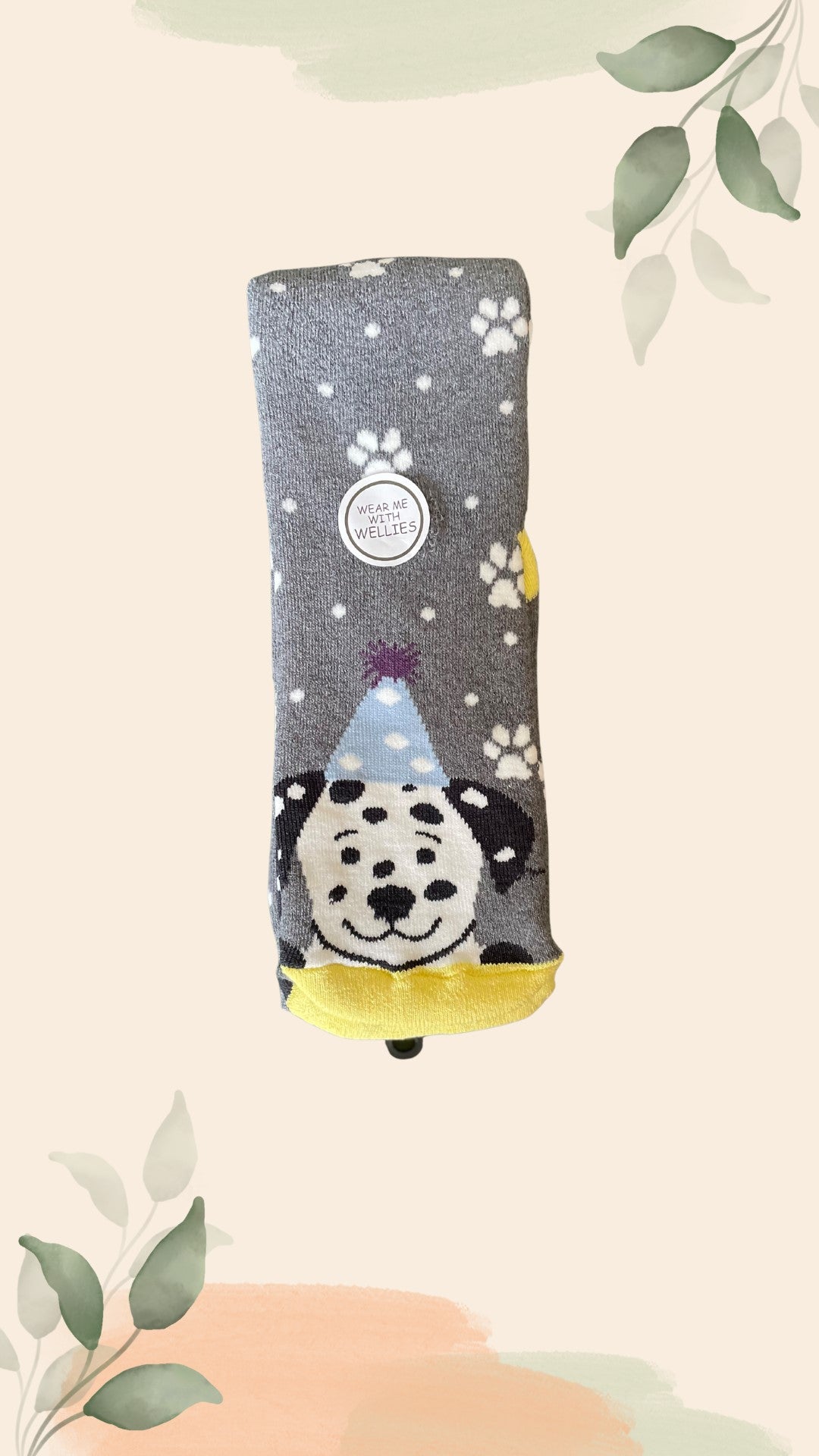 Dog and Paw Print Super Soft Cosy Knee High Welly Socks with Lycra Womens 4-7