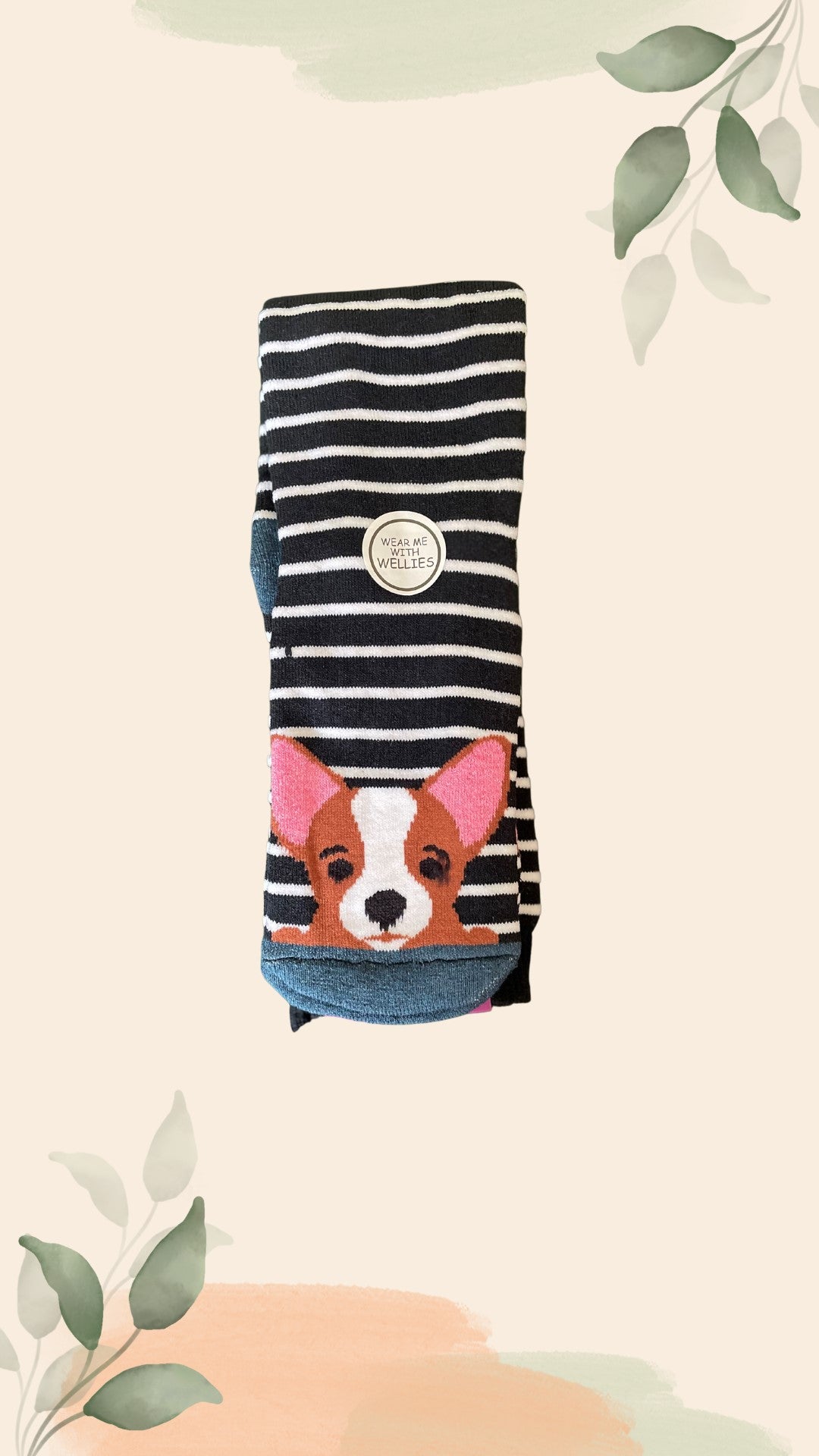 Dog and Paw Print Super Soft Cosy Knee High Welly Socks with Lycra Womens 4-7