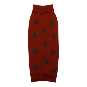 Festive Christmas Tree Dog Jumper Dark Red & Green