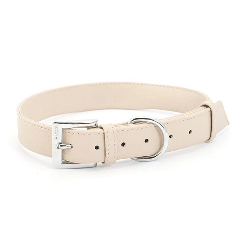 Ancol Indulgence Folded Leather Dog Collar Soft Truffle