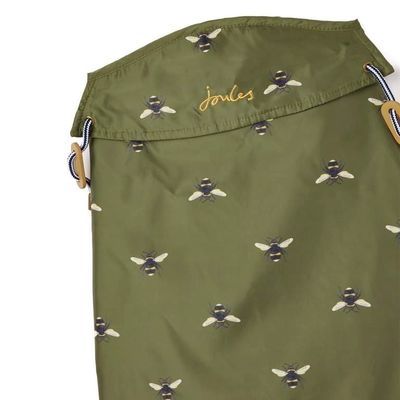 Joules Water Resistant Olive Green Bee Print Dog Raincoat