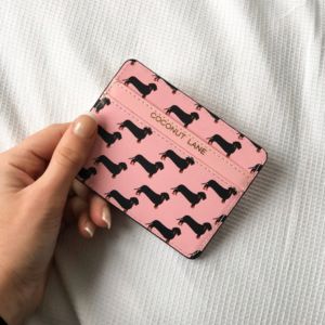Coconut Lane Pink Dachshund Card Holder