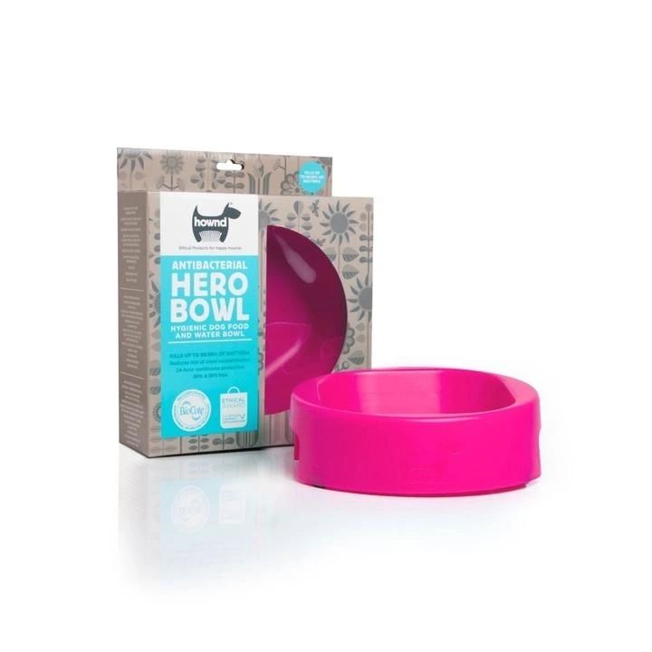 Hownd Hero Anti-Bacterial Pet Dog Bowl in Raspberry Rose