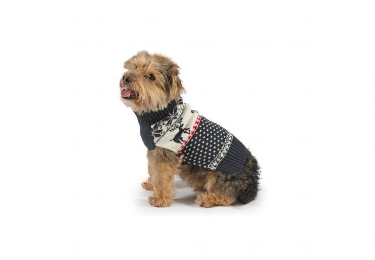 Ancol Navy Reindeer Christmas Dog Jumper