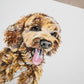 Close-up detail of a hand-painted dog watercolour portrait