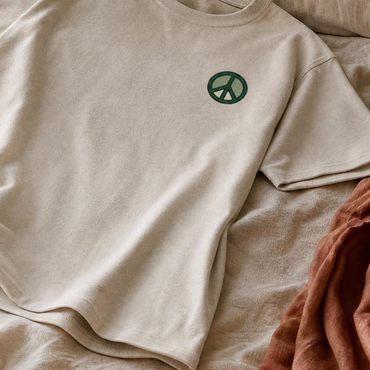 organic heavyweight cotton oversized tshirt with green peace logo