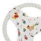 close up of white rope dog toy