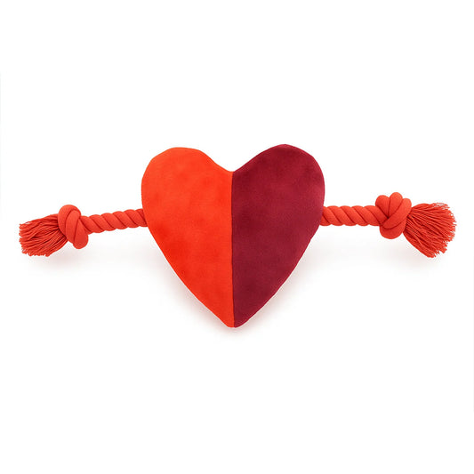 Cath Kidston Dogs & Roses Red Heart Plush & Rope Dog Toy