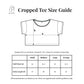 Cropped Tee Size Guide with measurements and brand logo