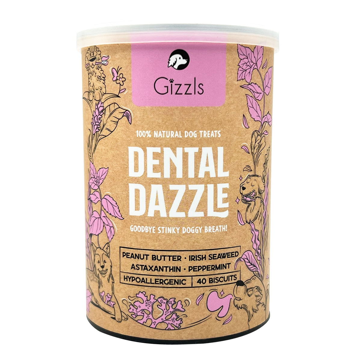 Gizzls Dental Dazzle dog dental treats packaging