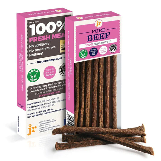 JR Pure Beef Meat Sticks | Natural Grain Free Dog Treats | High Protein Dog Treats
