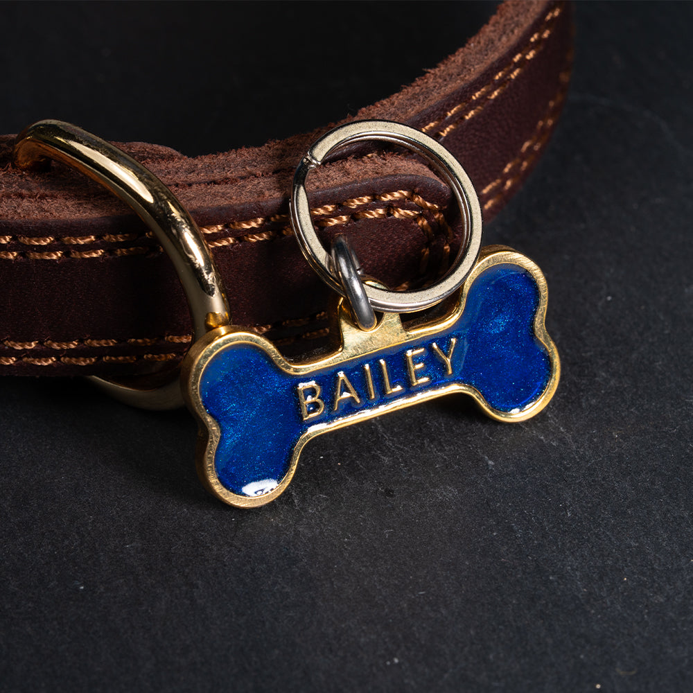 Custom Personalised Laser Engraved Bone Shape Pet Dog Cat ID Tag Colour Brass Bronze Double Sided