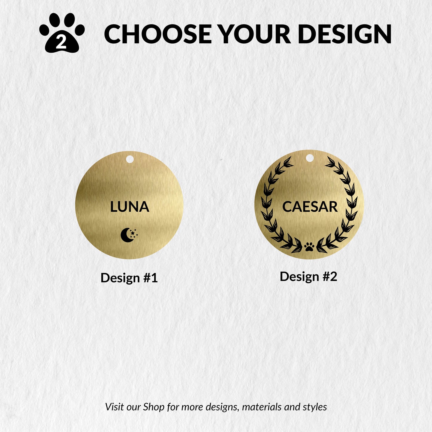 Custom Personalised Laser Engraved Round Pet Dog Cat ID Tag Brass Bronze Double Sided