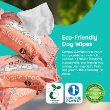 Adios Gentle Pet Dog Wipes Plastic Free Eco Friendly & Compostable