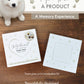 Foam paw print impression kit with a dog on a wooden surface, featuring text about a memory experience.