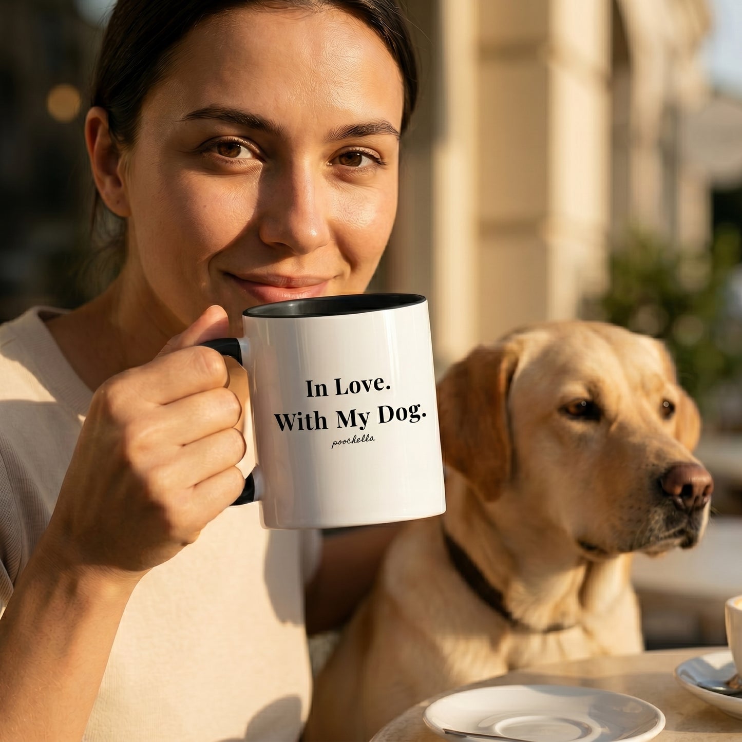 In Love. With My Dog. Two-Tone Black White Minimal Mug | Poochella®