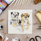 Two dogs in an original unframed hand-painted watercolour portrait