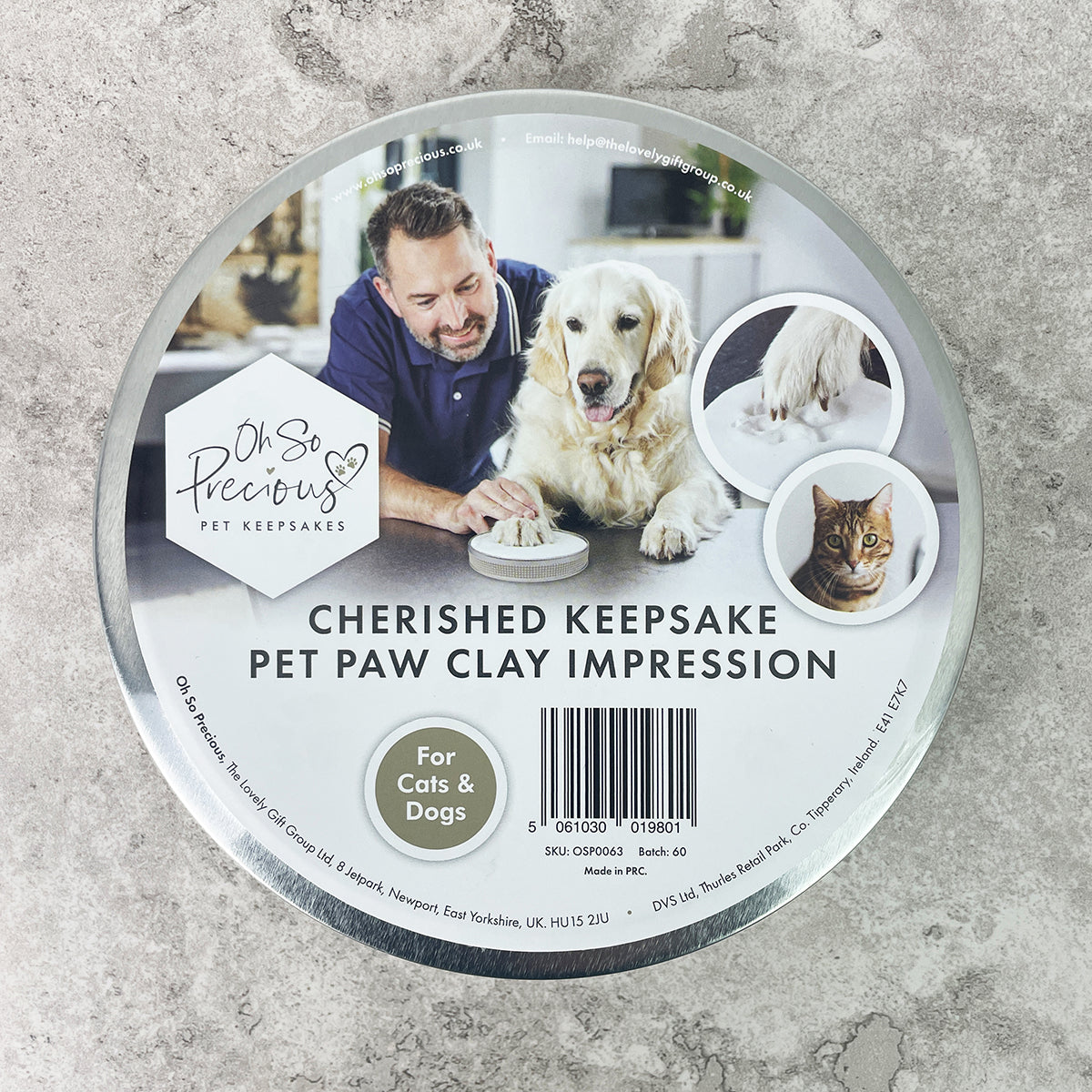 Pet Paw Print Clay Impression Tin | Dog & Cat Keepsake Kit