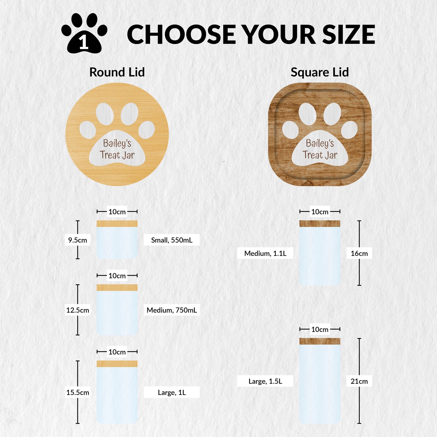 Custom Personalised Pet Dog Treat Food Glass Jar Storage Container