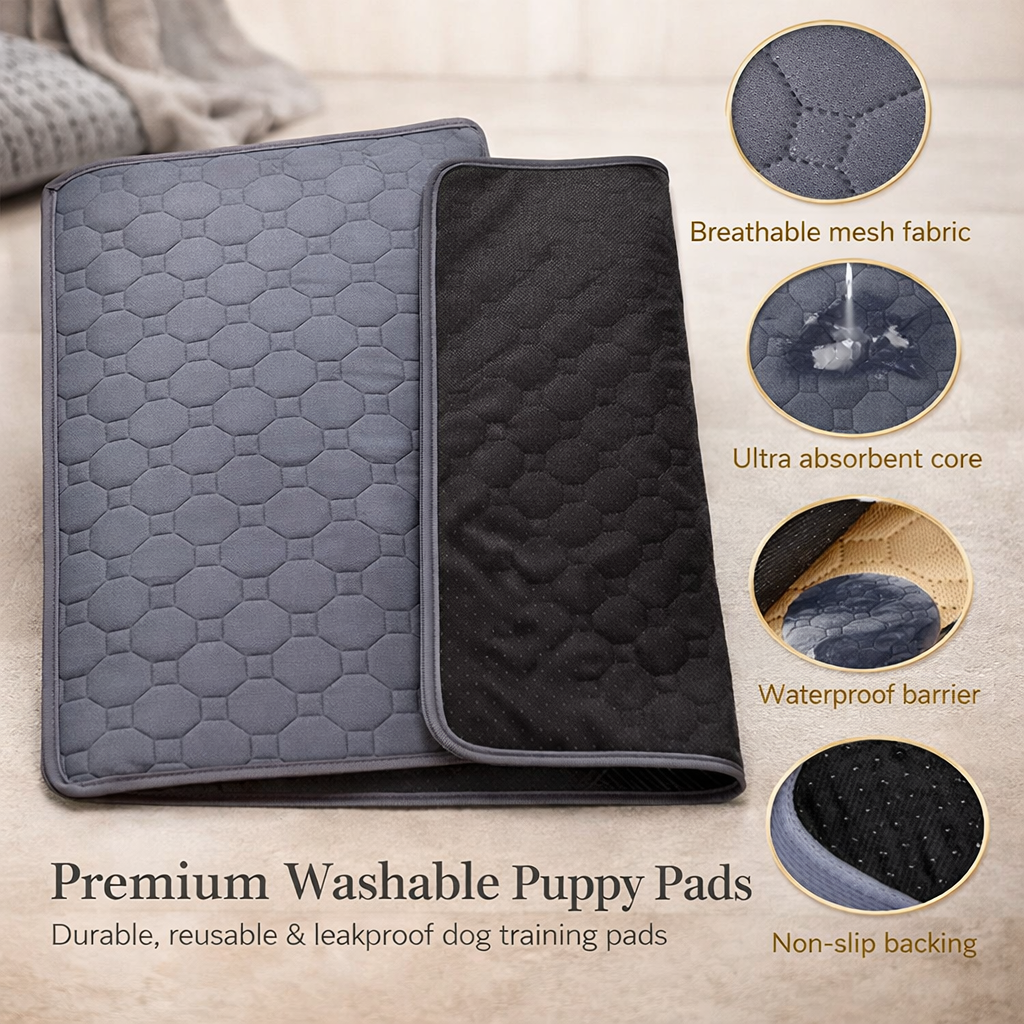 Grey washable puppy pad mat for dog training