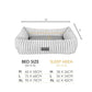 Measurement chart of scruffs striped pet bed with dimensions labeled.