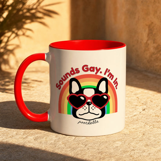 Love Pride Sounds Gay Ceramic Two Tone Dog Mug Rainbow | Poochella®