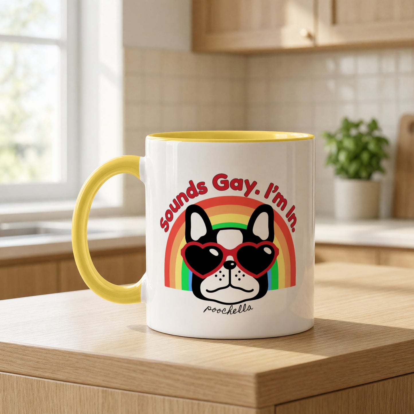 Love Pride Sounds Gay Ceramic Two Tone Dog Mug Rainbow | Poochella®