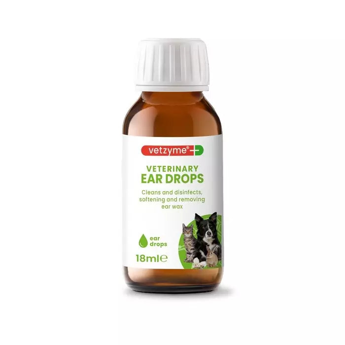 Vetzyme Veterinary Ear Drops bottle on a white background