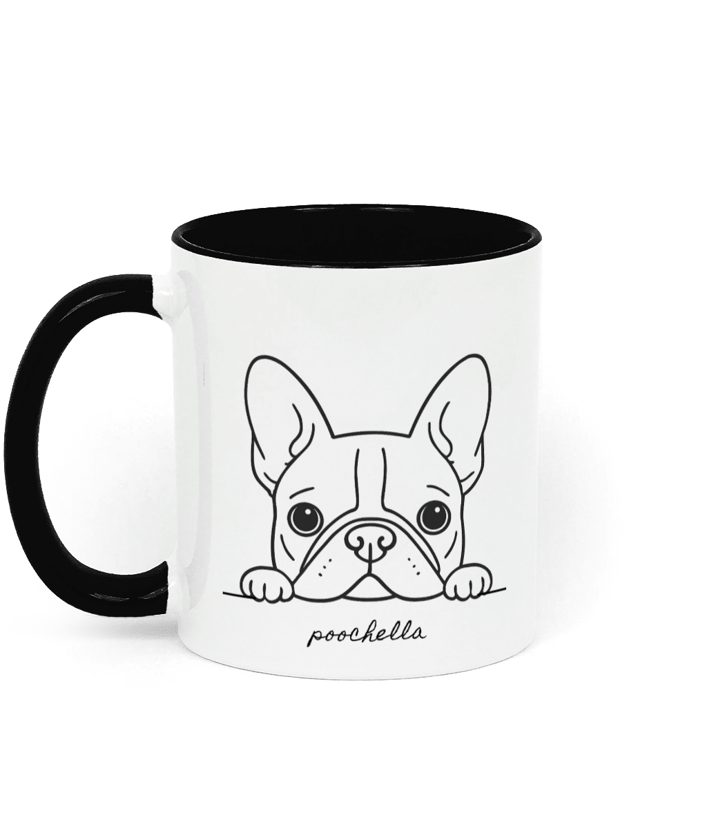 A French Hello Two-Tone Ceramic Mug | Minimal French Bulldog Gift | Poochella® - Poochella®