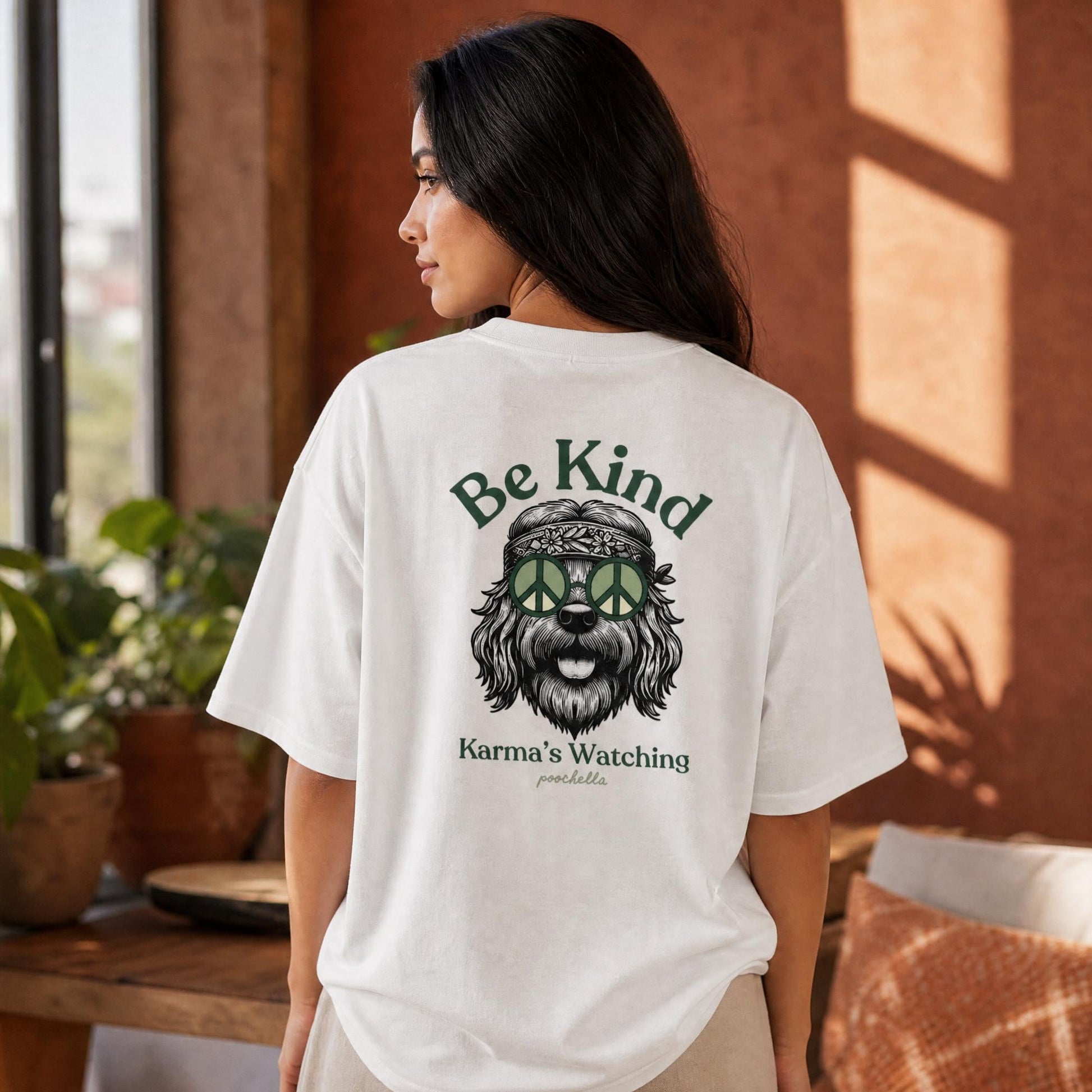 Be Kind Karma Heavyweight Organic Oversized T-Shirt | Premium Dog Lover Streetwear | Poochella® - Poochella®