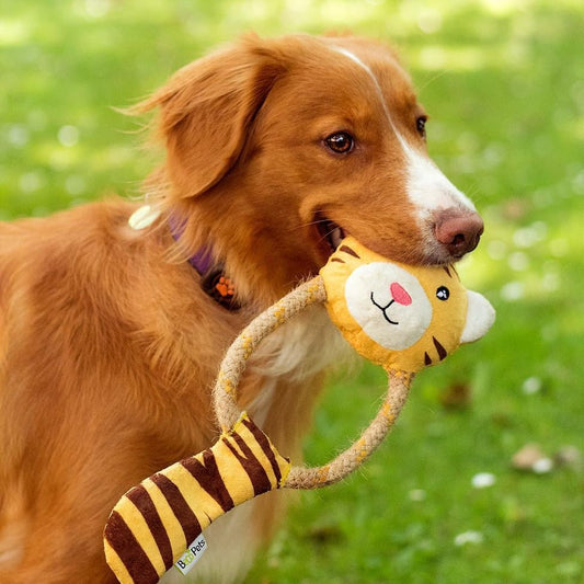 Beco Tilly the Tiger Tug Dog Toy | Recycled Rope & Plush Dog Toy - Poochella®