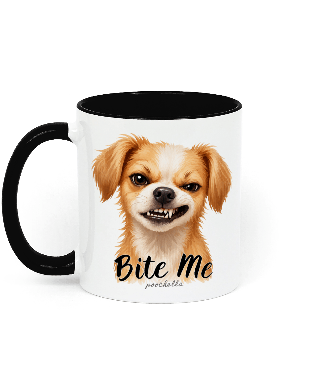Bite Me Two-Tone Ceramic Black & White Mug | Funny Dog Lover Gift | Poochella® - Poochella®