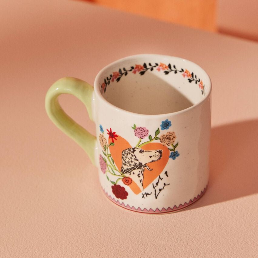 Cath Kidston The Look of Love Dog Mug | Glazed Stoneware Dog Lover Mug - Poochella®
