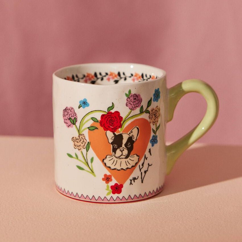 Cath Kidston The Look of Love Dog Mug | Glazed Stoneware Dog Lover Mug - Poochella®