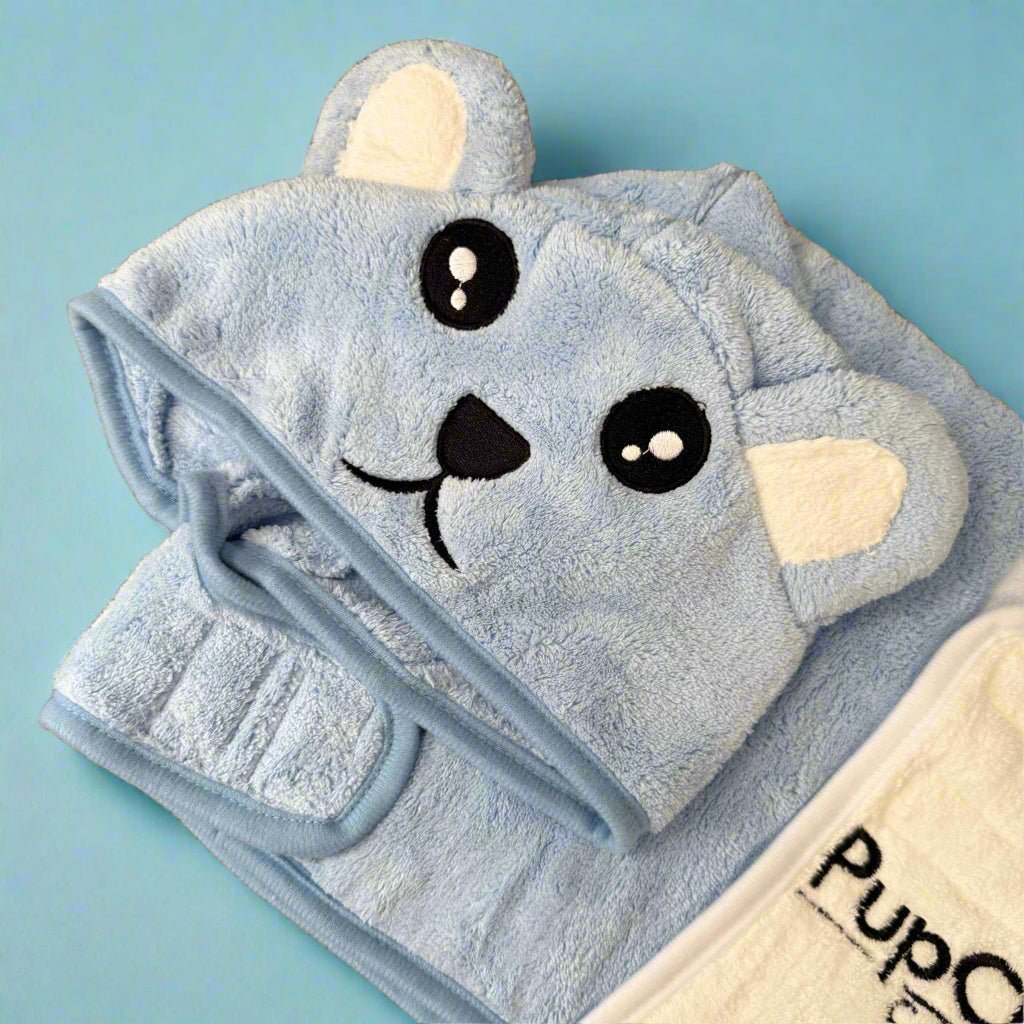 Dog Drying Robe | Microfibre Towel Coat – Blue | Pup Club Couture - Poochella®
